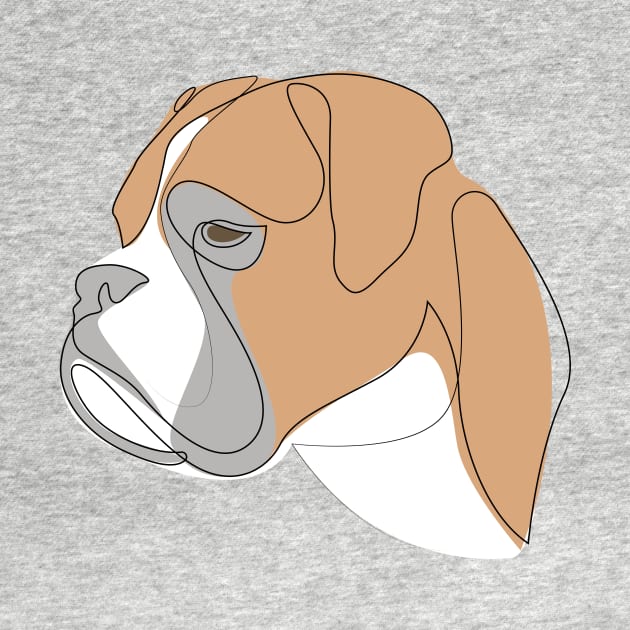 Boxer - one line drawing with colour by addillum